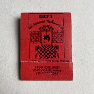 Vintage Matchbook‎ Rick's Restaurant York Village Maine 1990s Unstruck RARE
